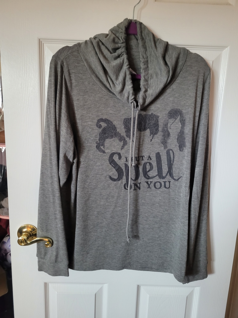 Disney Gray Graphic Cowl Neck Sweater